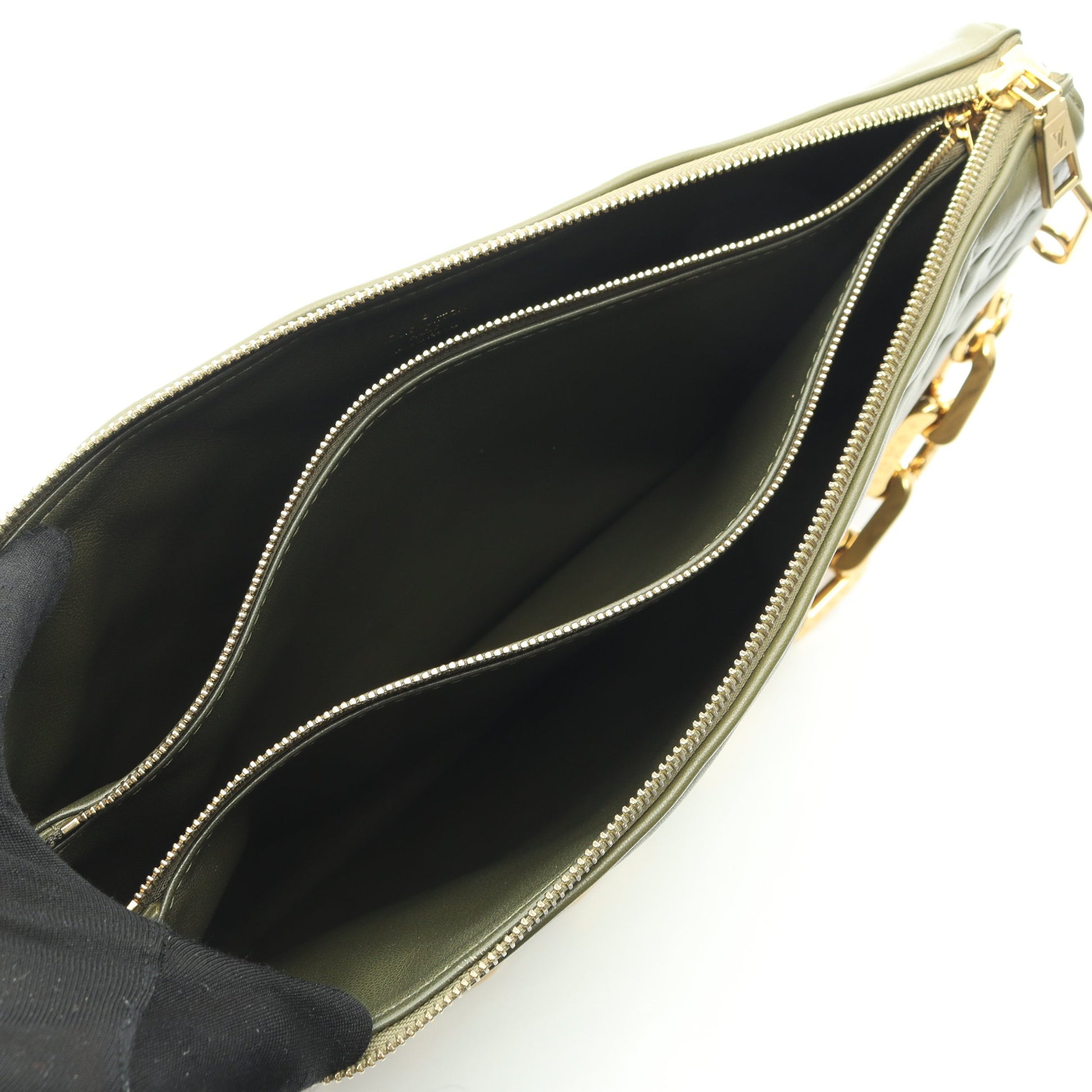 クッサンMM カーキ チェーンショルダーバッグ レザー カーキグリーン 2WAY ルイヴィトン バッグ LOUIS VUITTON