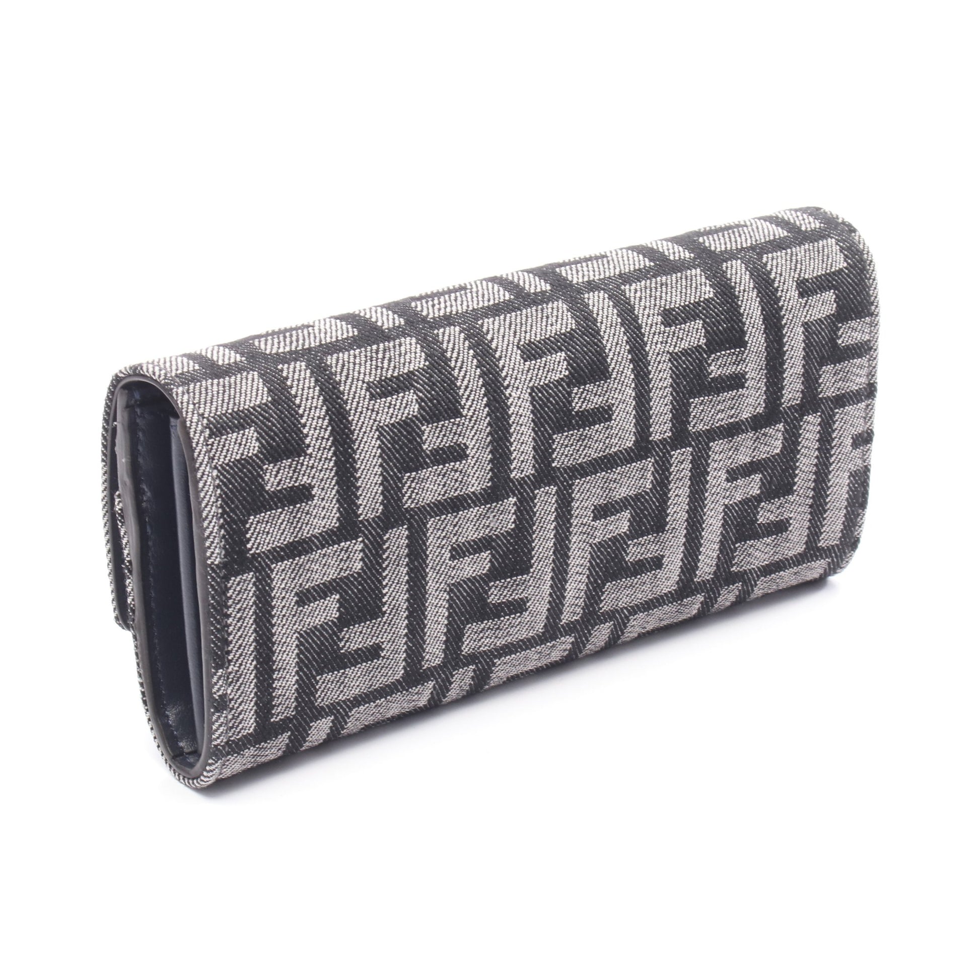 バゲットウォレットオンチェーン FFジャカード チェーンウォレット デニム レザー ダークネイビー フェンディ バッグ FENDI