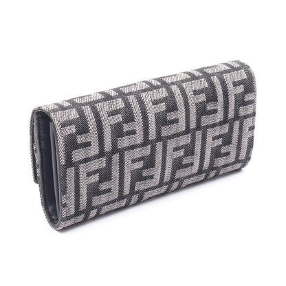 バゲットウォレットオンチェーン FFジャカード チェーンウォレット デニム レザー ダークネイビー フェンディ バッグ FENDI