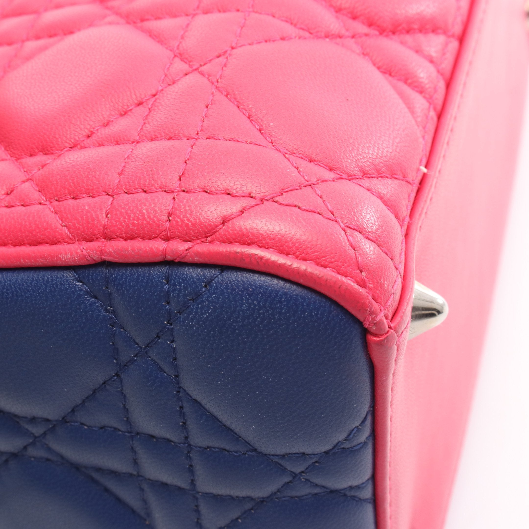 LADY DIOR レディディオール カナージュ ハンドバッグ レザー ピンク