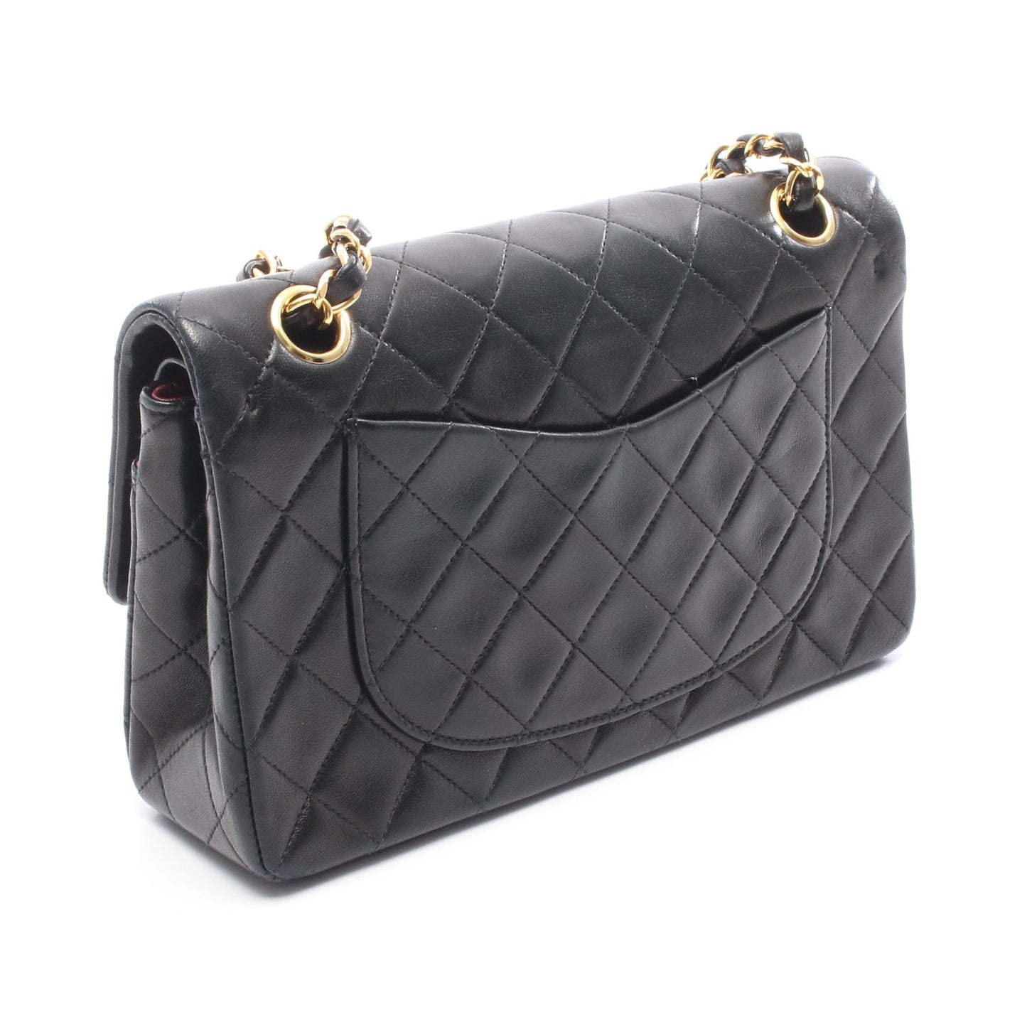 マトラッセ Wフラップ Wチェーンショルダーバッグ ラムスキン ブラック ゴールド金具 シャネル バッグ CHANEL
