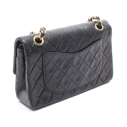 マトラッセ Wフラップ Wチェーンショルダーバッグ ラムスキン ブラック ゴールド金具 シャネル バッグ CHANEL