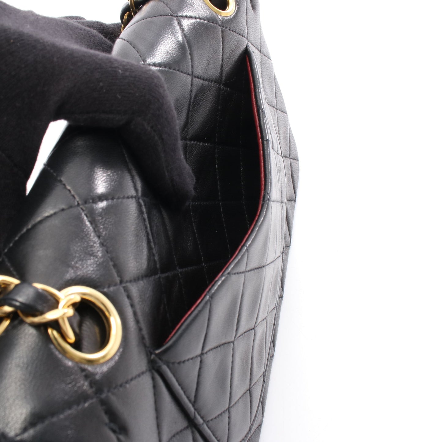 マトラッセ Wフラップ Wチェーンショルダーバッグ ラムスキン ブラック ゴールド金具 シャネル バッグ CHANEL