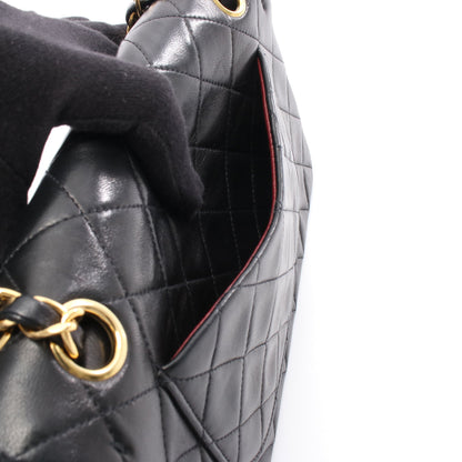 マトラッセ Wフラップ Wチェーンショルダーバッグ ラムスキン ブラック ゴールド金具 シャネル バッグ CHANEL