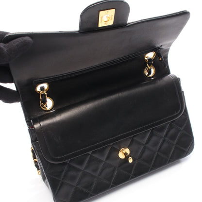 マトラッセ Wフラップ Wチェーンショルダーバッグ ラムスキン ブラック ゴールド金具 シャネル バッグ CHANEL