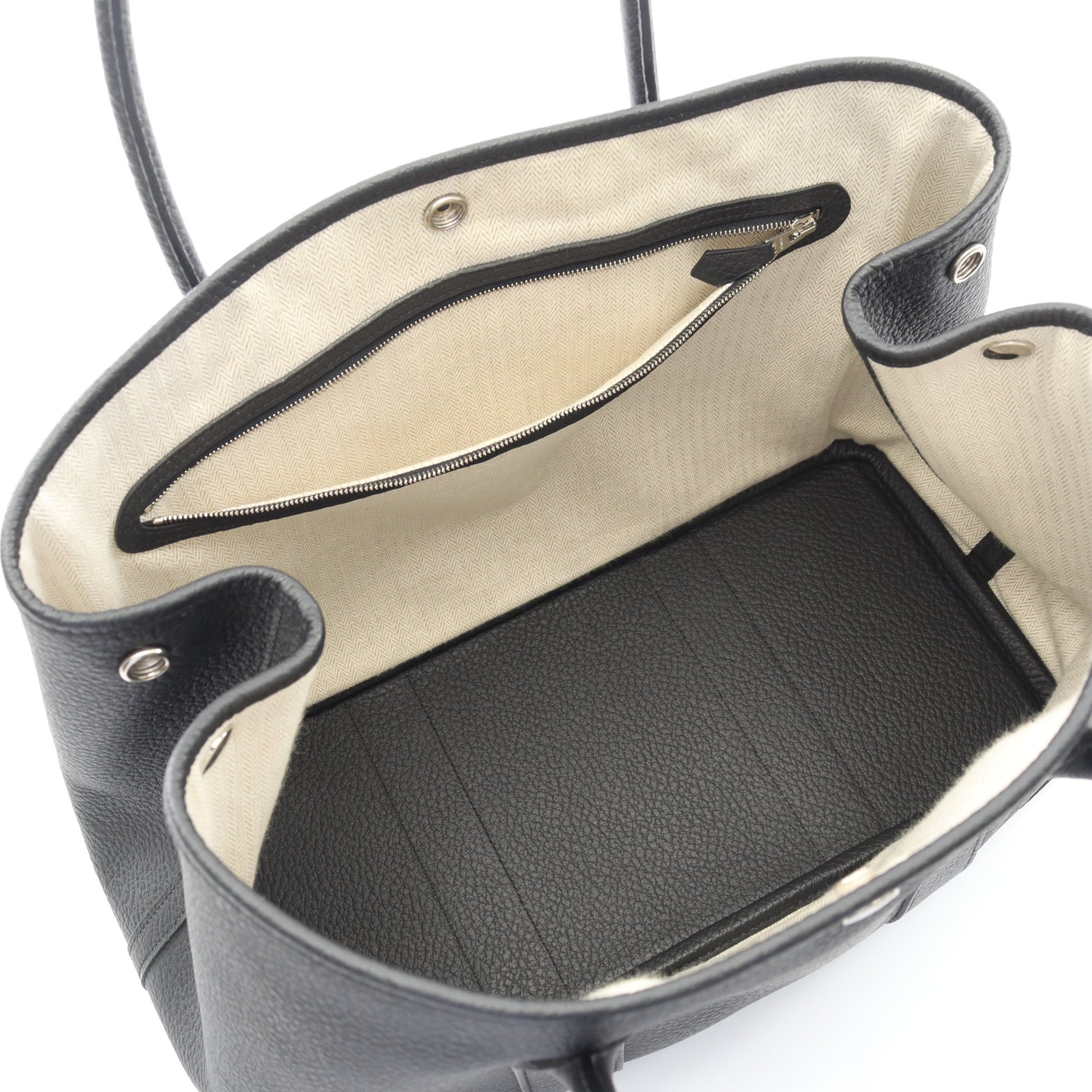 ガーデンパーティPM ハンドバッグ トートバッグ ヴァッシュカントリー ブラック シルバー金具 X刻印 エルメス バッグ HERMES