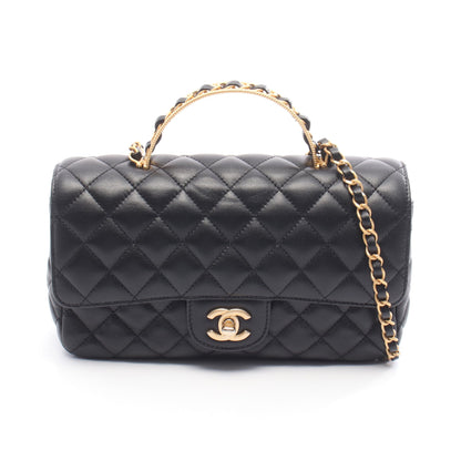 マトラッセ チェーンショルダーバッグ ラムスキン ブラック ゴールド金具 2WAY シャネル バッグ CHANEL