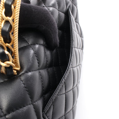 マトラッセ チェーンショルダーバッグ ラムスキン ブラック ゴールド金具 2WAY シャネル バッグ CHANEL
