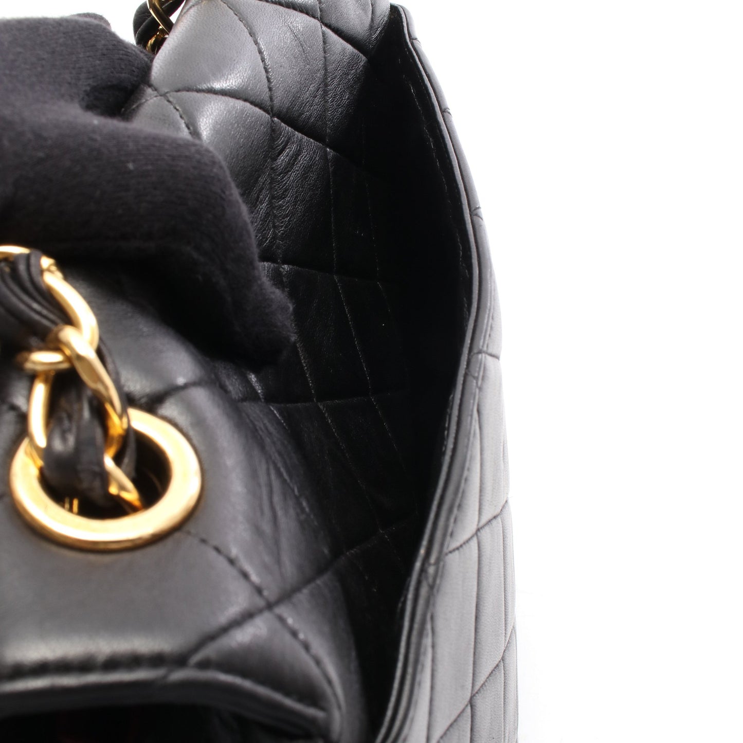マトラッセ チェーンショルダーバッグ ラムスキン ブラック ゴールド金具 シャネル バッグ CHANEL