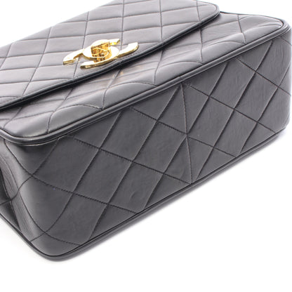 マトラッセ チェーンショルダーバッグ ラムスキン ブラック ゴールド金具 シャネル バッグ CHANEL