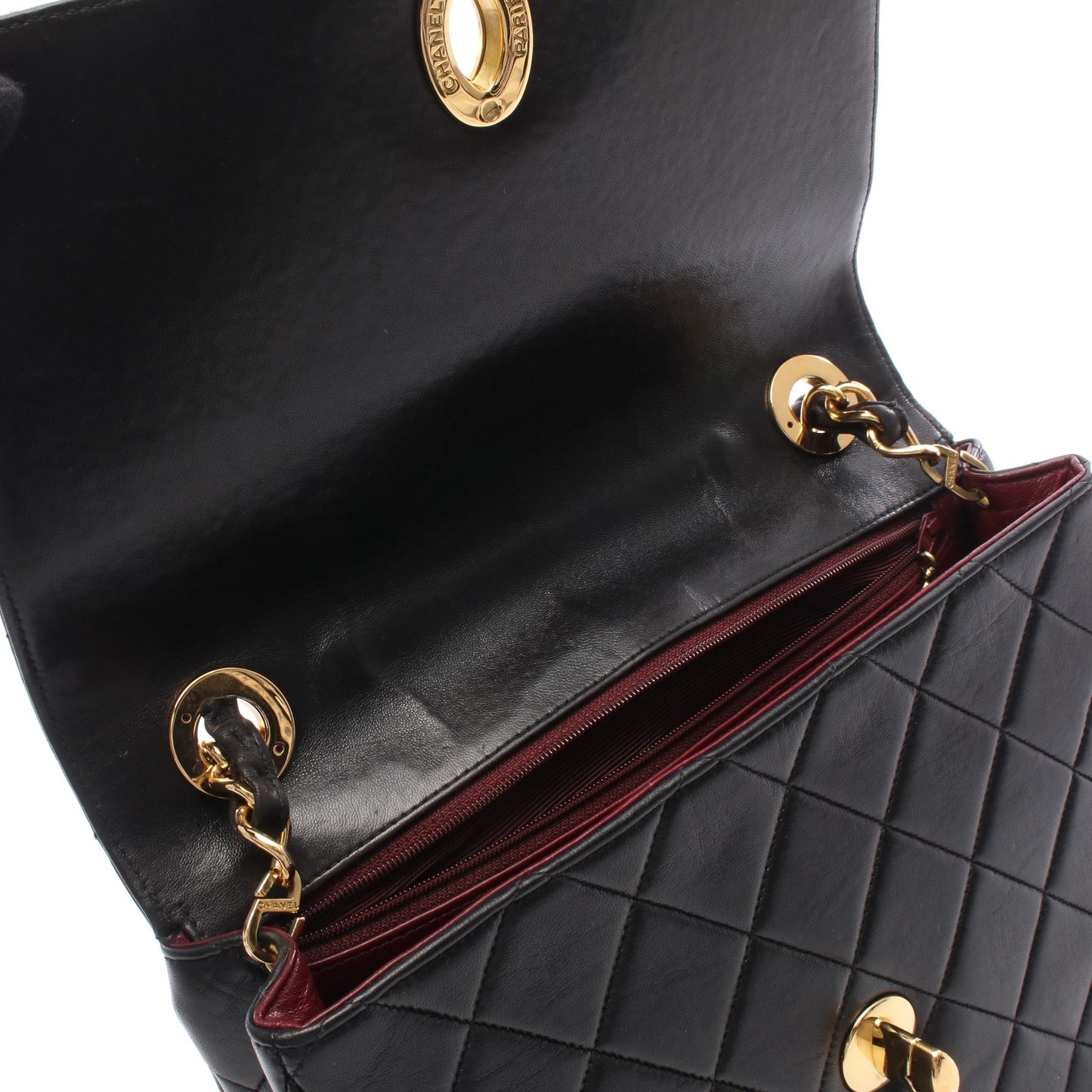 マトラッセ チェーンショルダーバッグ ラムスキン ブラック ゴールド金具 シャネル バッグ CHANEL