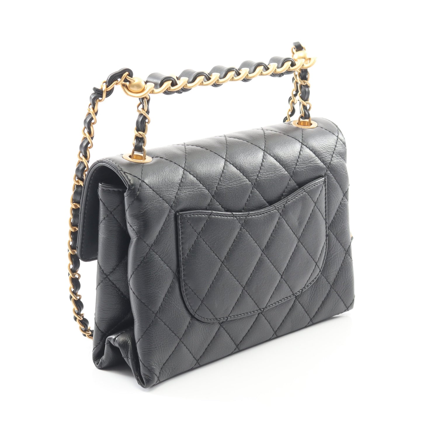 マトラッセ スモール フラップ チェーンショルダーバッグ ラムスキン ブラック ゴールド金具 シャネル バッグ CHANEL