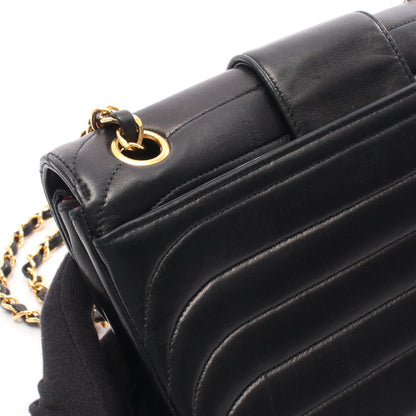 マドモアゼル Wチェーンショルダーバッグ ラムスキン ブラック ゴールド金具 シャネル バッグ CHANEL
