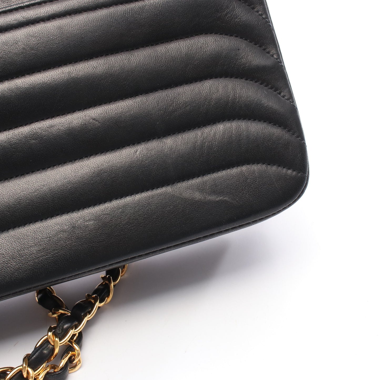 マドモアゼル Wチェーンショルダーバッグ ラムスキン ブラック ゴールド金具 シャネル バッグ CHANEL