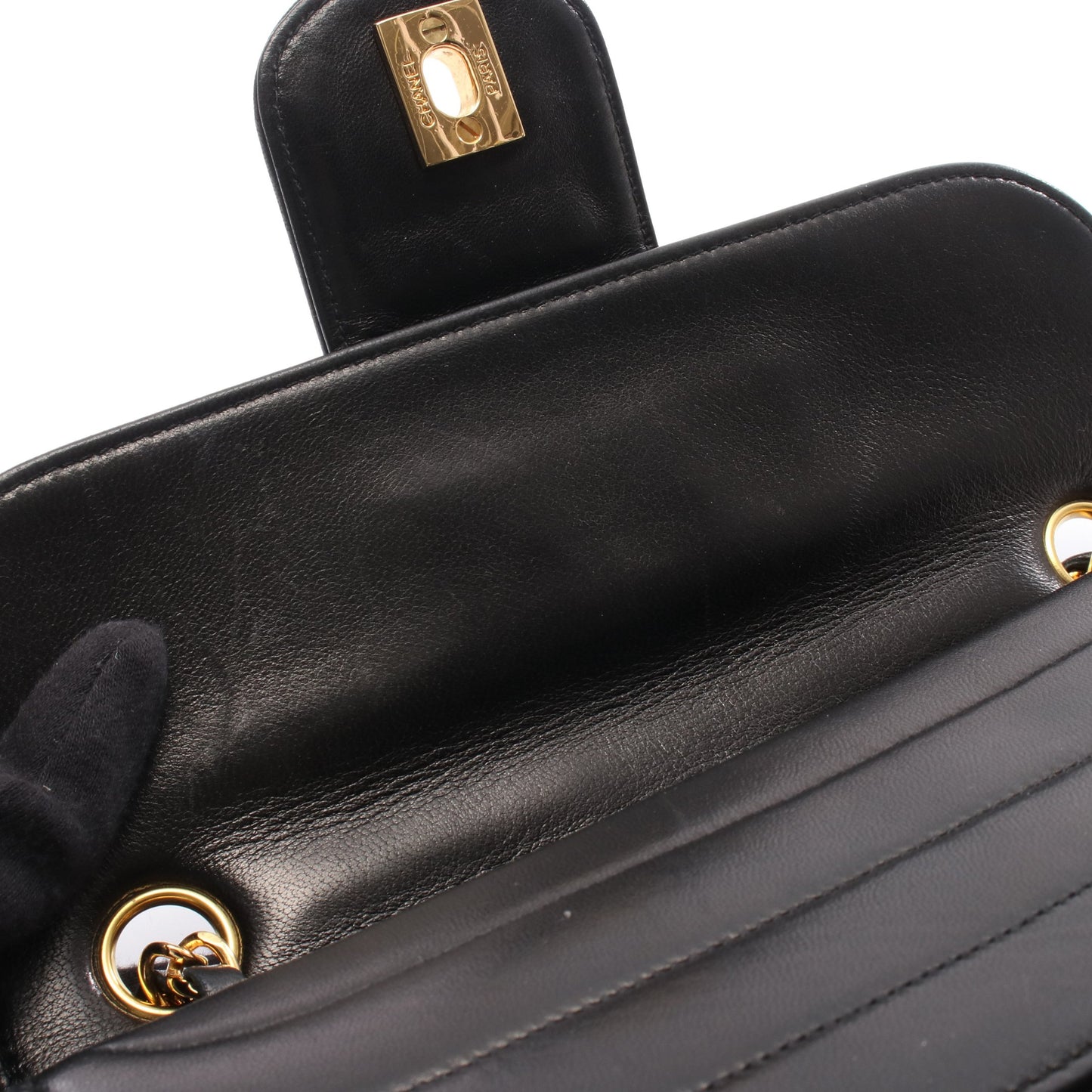 マドモアゼル Wチェーンショルダーバッグ ラムスキン ブラック ゴールド金具 シャネル バッグ CHANEL