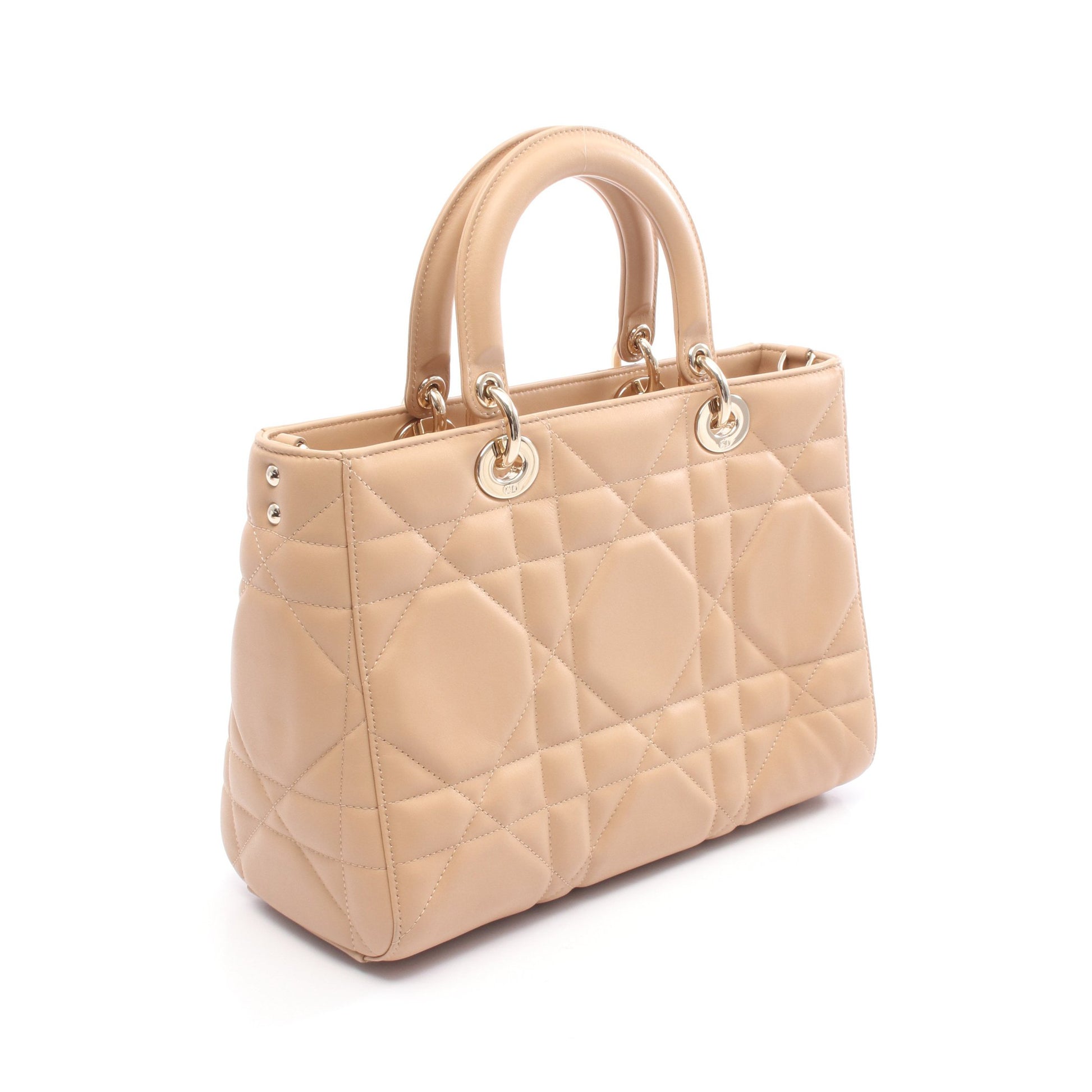 Lady D-Sire ミディアム ハンドバッグ レザー ライトブラウン 2WAY クリスチャンディオール バッグ Christian Dior