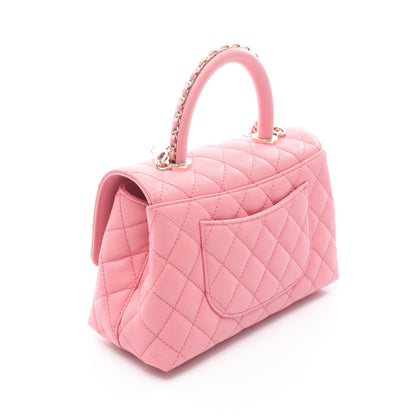 ココハンドル フラップ マトラッセ ハンドバッグ キャビアスキン ピンク ゴールド金具 2WAY シャネル バッグ CHANEL