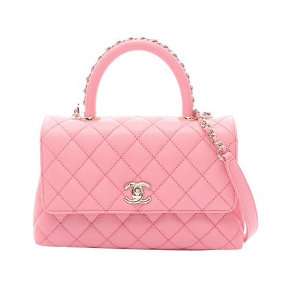 ココハンドル フラップ マトラッセ ハンドバッグ キャビアスキン ピンク ゴールド金具 2WAY シャネル バッグ CHANEL