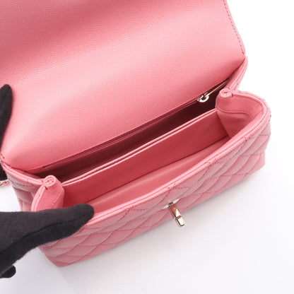 ココハンドル フラップ マトラッセ ハンドバッグ キャビアスキン ピンク ゴールド金具 2WAY シャネル バッグ CHANEL