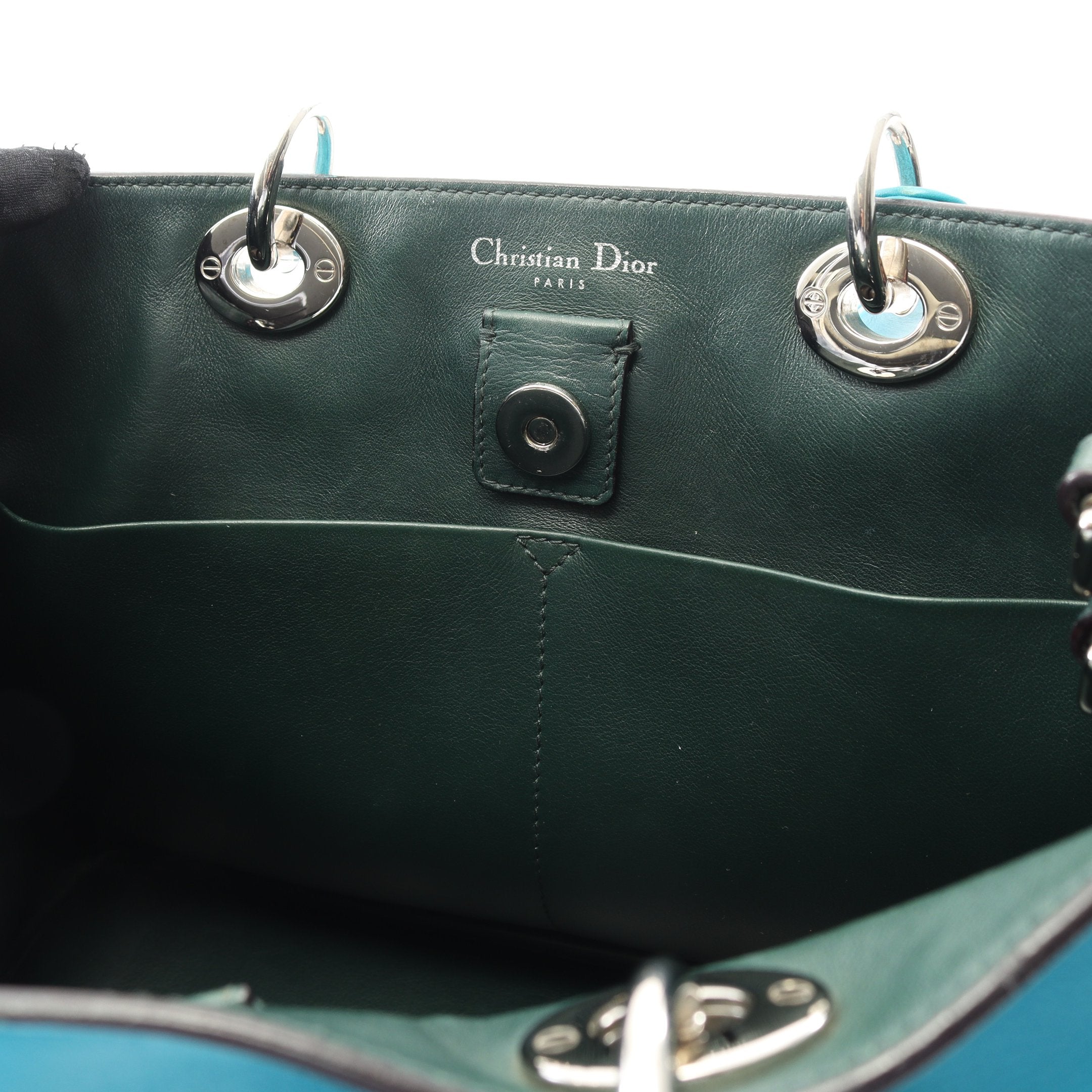 ディオリッシモ ハンドバッグ レザー ブルー 2WAY クリスチャン