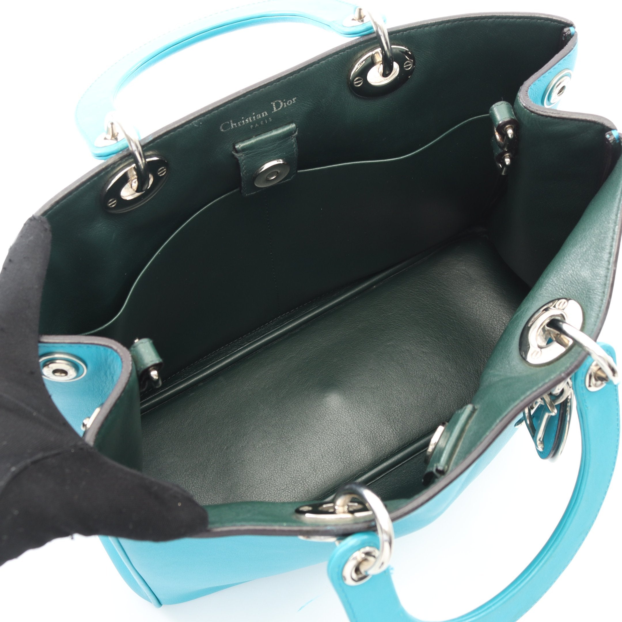 ディオリッシモ ハンドバッグ レザー ブルー 2WAY クリスチャン