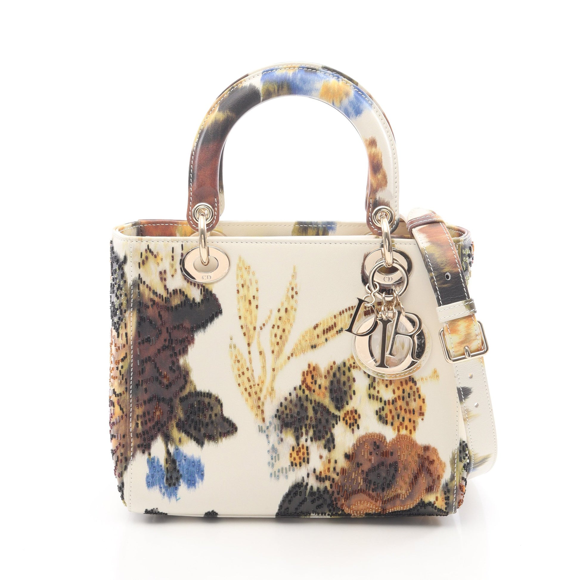 LADY DIOR レディディオール ハンドバッグ レザー オフホワイト マルチカラー 2WAY クリスチャンディオール バッグ Christian Dior