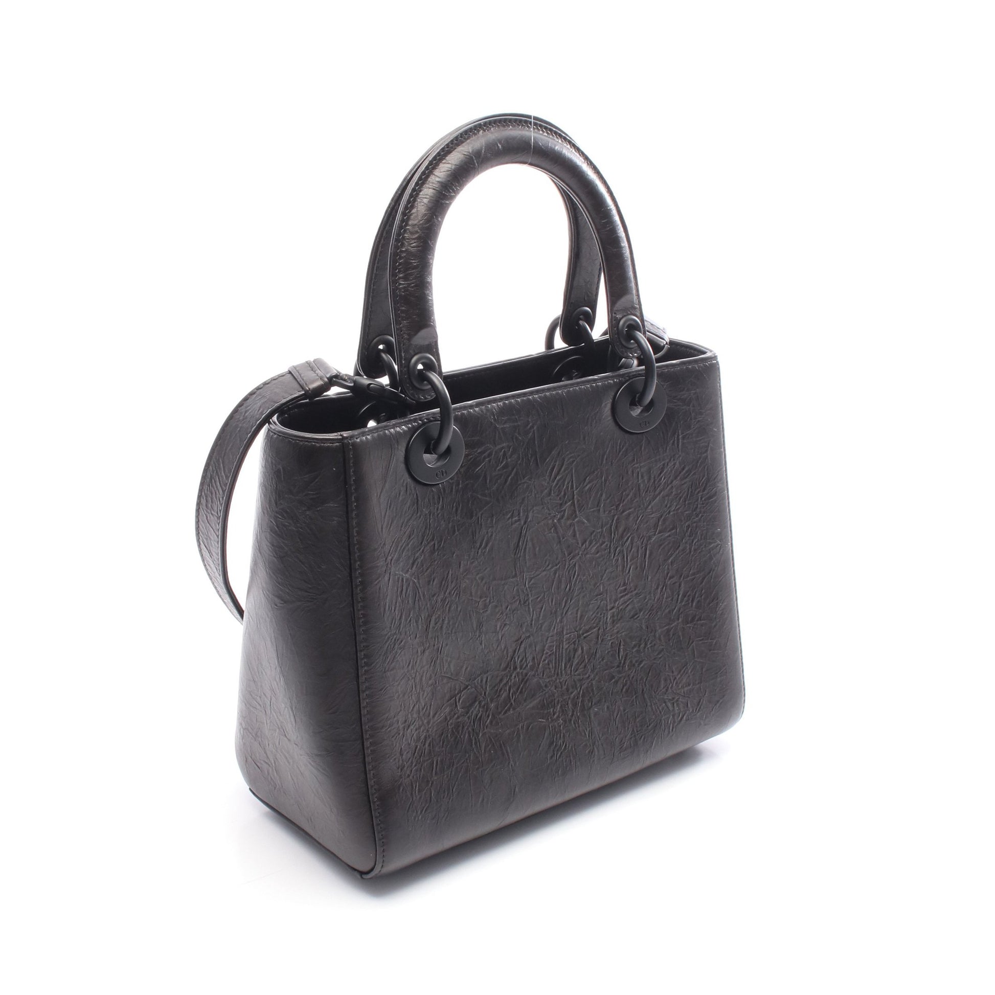 LADY DIOR レディディオール ハンドバッグ エッフェル塔 レザー ブラック ホワイト 2WAY クリスチャンディオール バッグ Christian Dior
