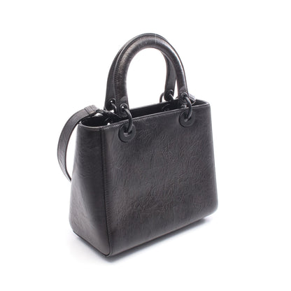 LADY DIOR レディディオール ハンドバッグ エッフェル塔 レザー ブラック ホワイト 2WAY クリスチャンディオール バッグ Christian Dior