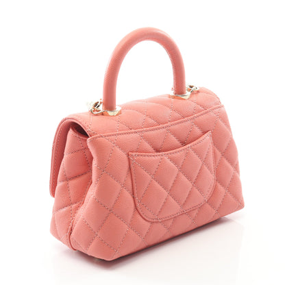 ココハンドルXXS トップハンドル ハンドバッグ キャビアスキン コーラルピンク ゴールド金具 2WAY シャネル バッグ CHANEL