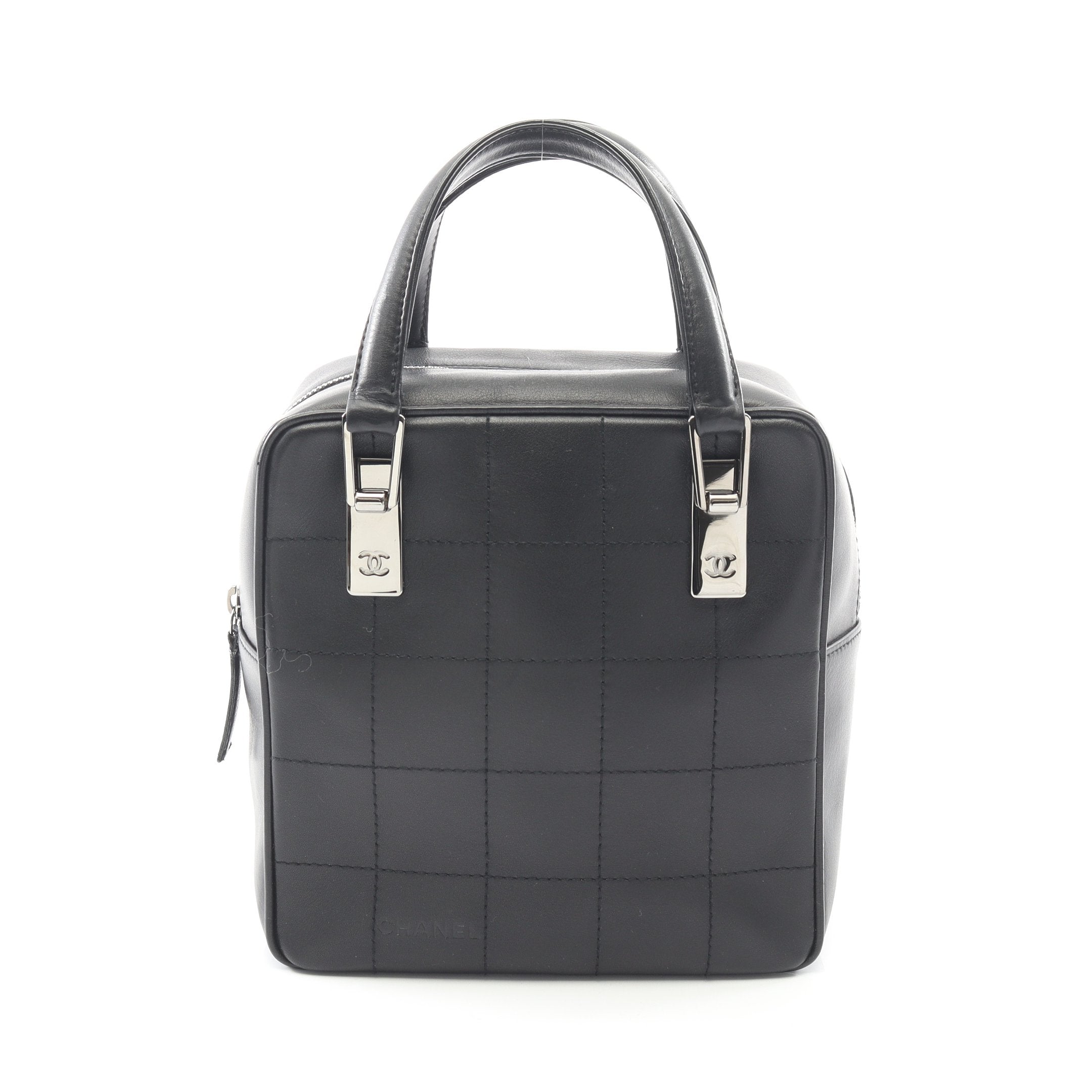 CHANEL チョコバー　ブラック　レザー ハンドバッグ チョコバー ハンドバッグ レザー ブラック シルバー金具 シャネル – RECLO