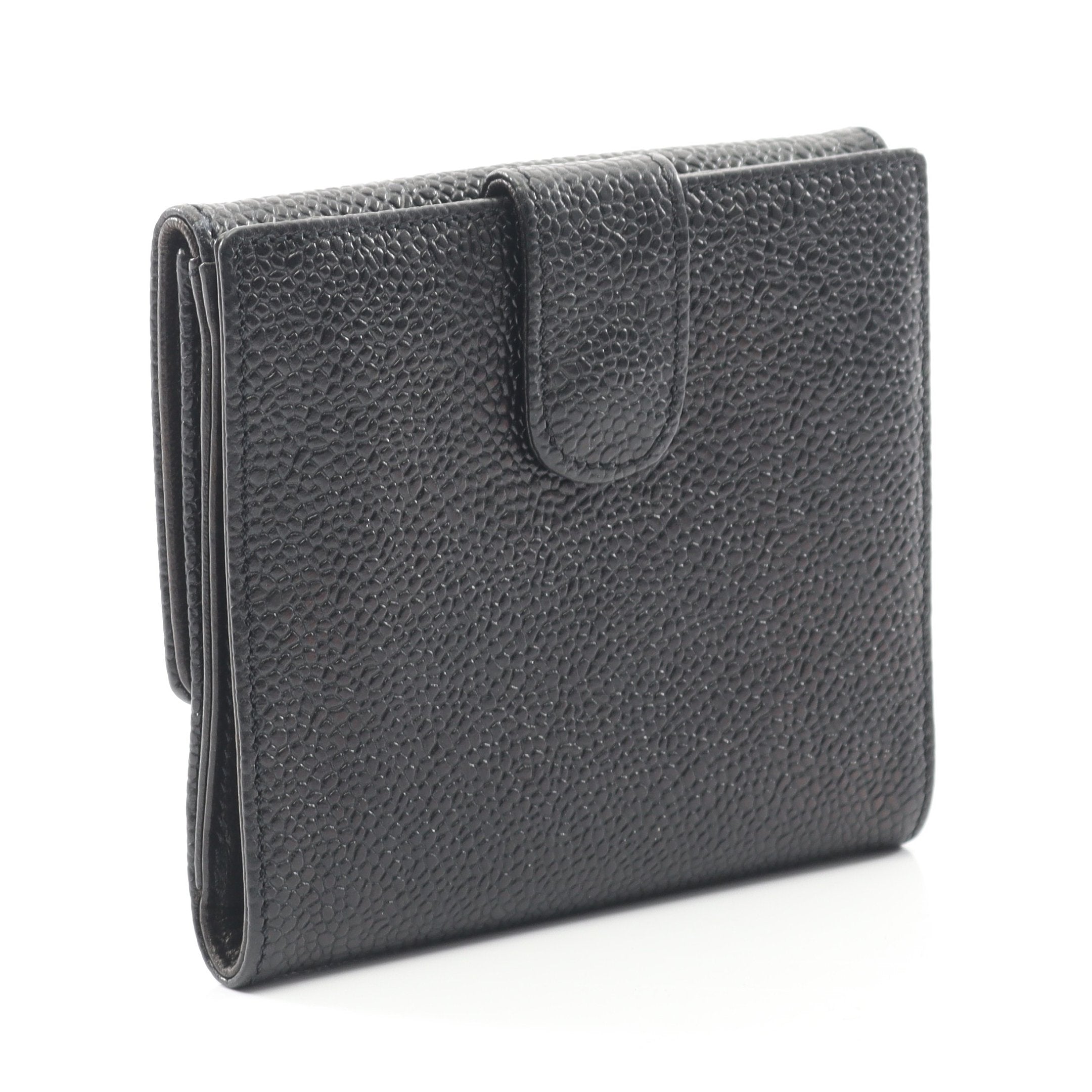 ココマーク Wホック財布 二つ折り財布 キャビアスキン ブラック