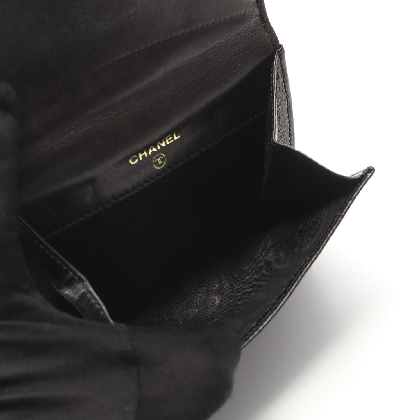 ココマーク Wホック財布 二つ折り財布 キャビアスキン ブラック ゴールド金具 シャネル 財布・小物 CHANEL