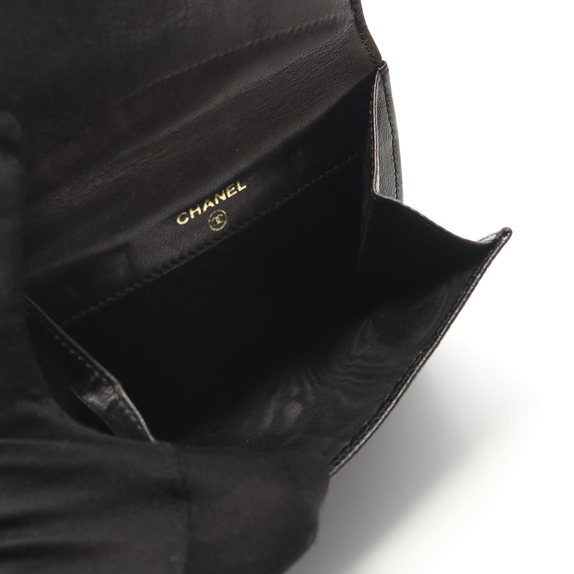 ココマーク Wホック財布 二つ折り財布 キャビアスキン ブラック ゴールド金具 シャネル 財布・小物 CHANEL