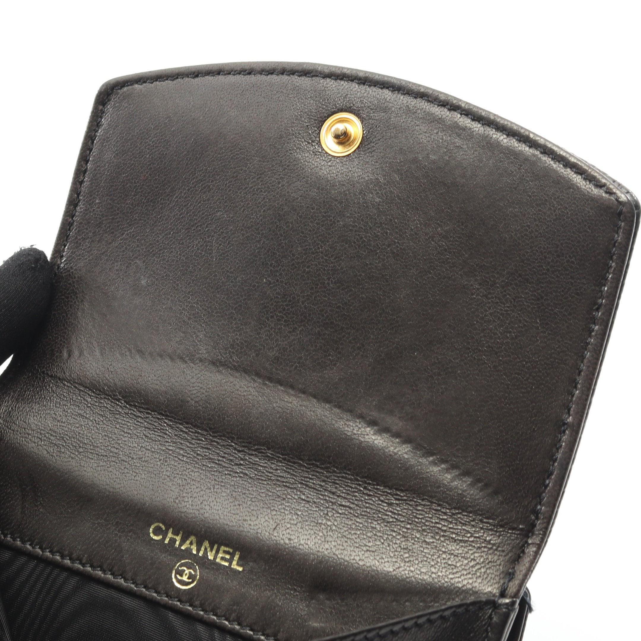 ココマーク Wホック財布 二つ折り財布 キャビアスキン ブラック