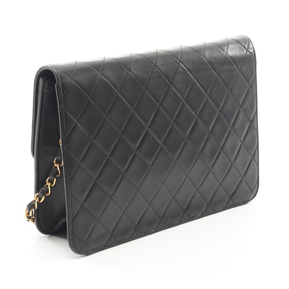 マトラッセ チェーンショルダーバッグ ラムスキン ブラック ゴールド金具 プッシュロック シャネル バッグ CHANEL