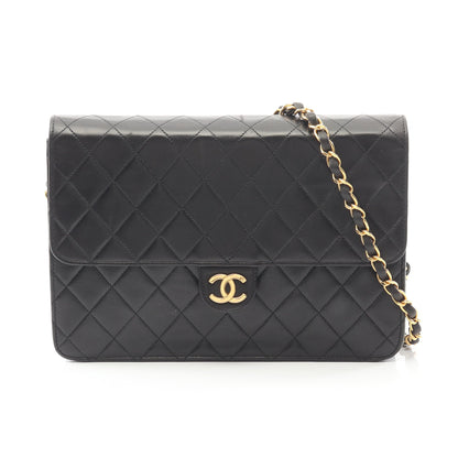マトラッセ チェーンショルダーバッグ ラムスキン ブラック ゴールド金具 プッシュロック シャネル バッグ CHANEL