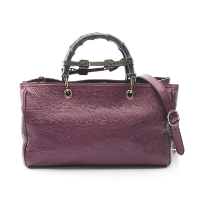 バンブー ショッパー ミディアム ハンドバッグ トートバッグ レザー パープル 2WAY グッチ バッグ GUCCI