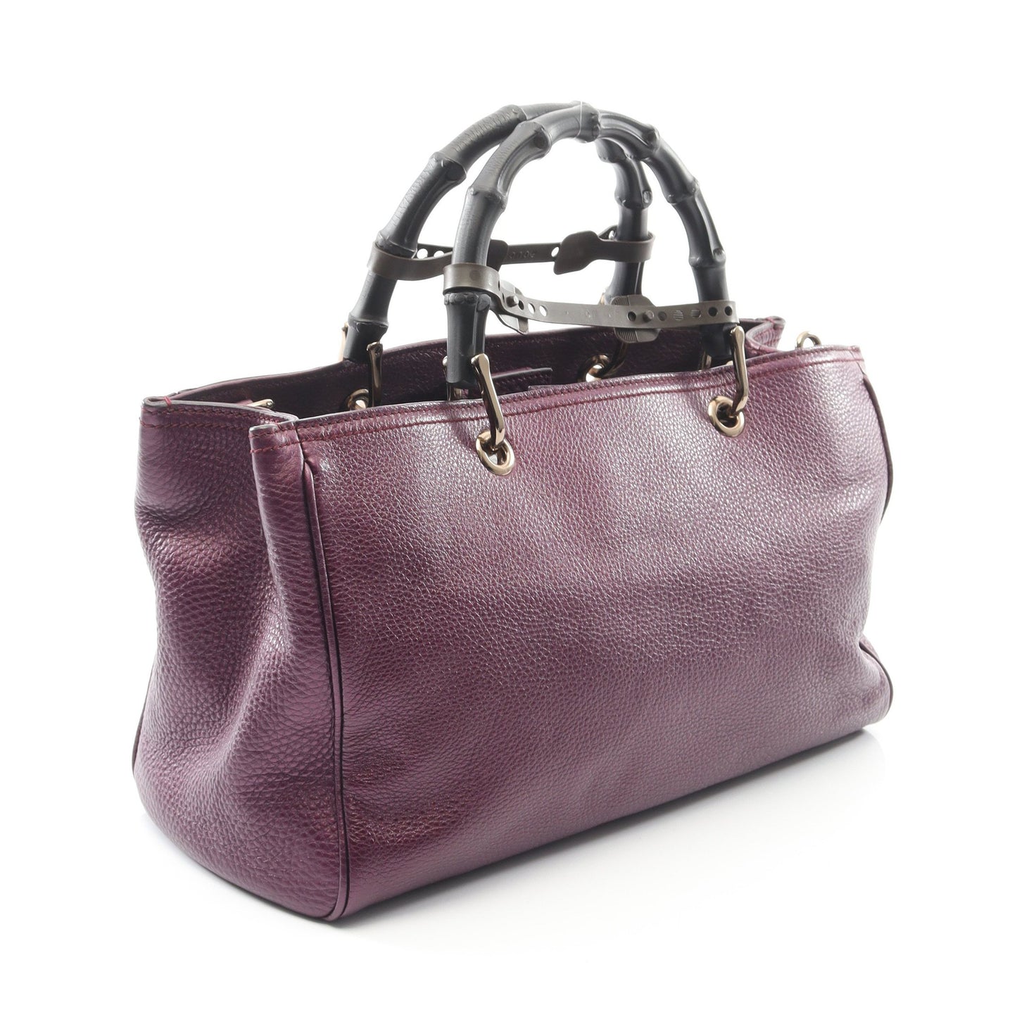 バンブー ショッパー ミディアム ハンドバッグ トートバッグ レザー パープル 2WAY グッチ バッグ GUCCI