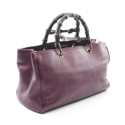 バンブー ショッパー ミディアム ハンドバッグ トートバッグ レザー パープル 2WAY グッチ バッグ GUCCI