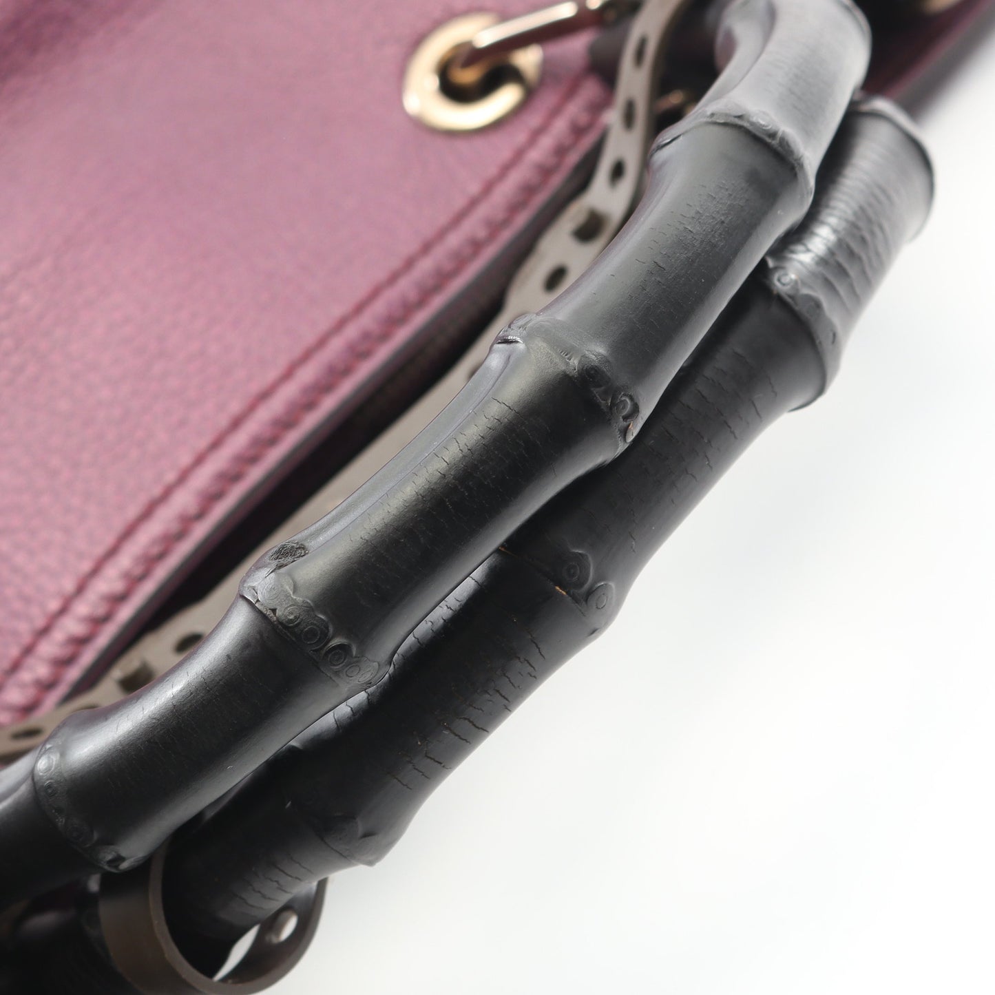 バンブー ショッパー ミディアム ハンドバッグ トートバッグ レザー パープル 2WAY グッチ バッグ GUCCI