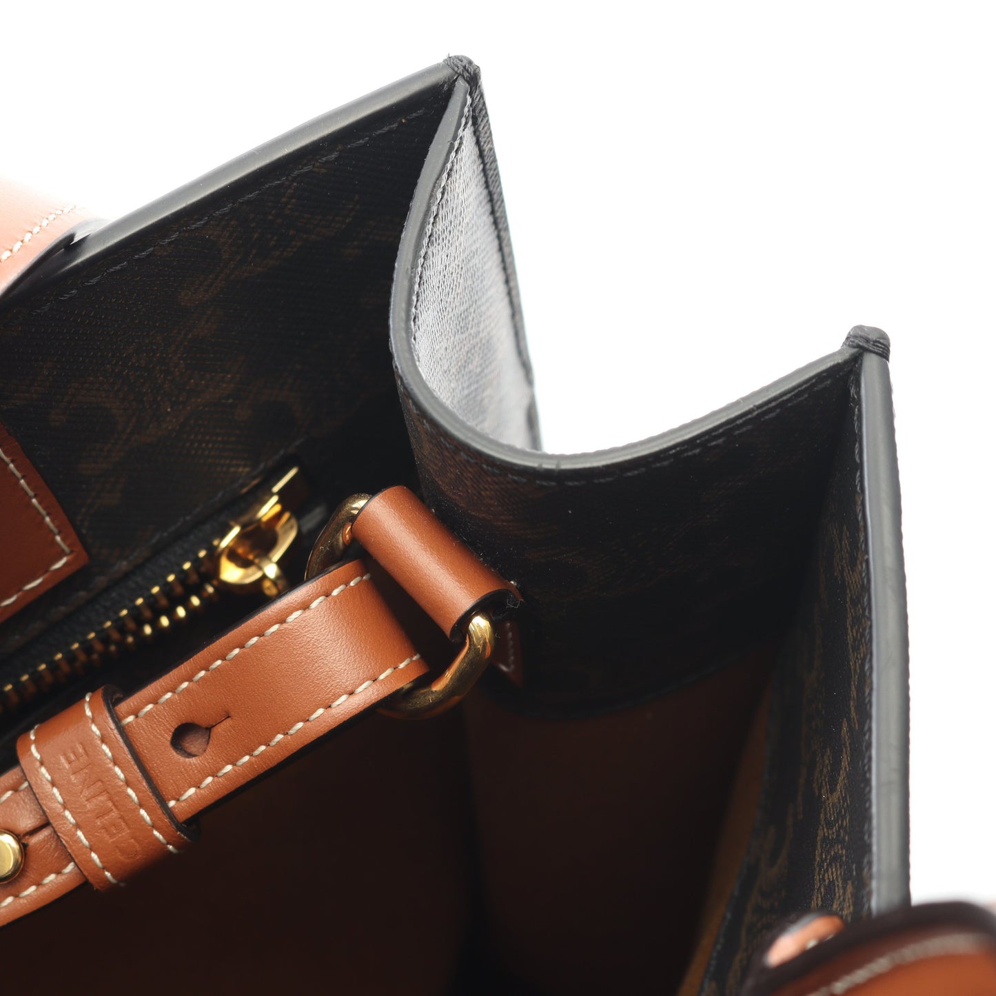 スモール バーティカル カバ トリオンフ ハンドバッグ トートバッグ PVC レザー ブラック ブラウン 2WAY セリーヌ バッグ CELINE