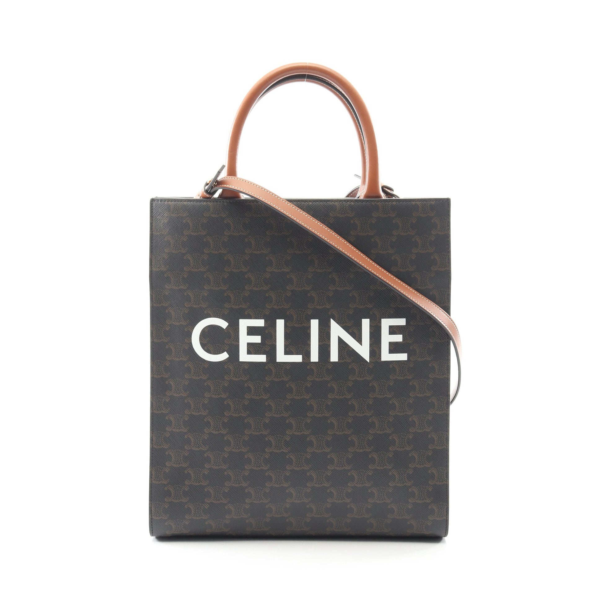 スモール バーティカル カバ トリオンフ ハンドバッグ トートバッグ PVC レザー ブラック ブラウン 2WAY セリーヌ バッグ CELINE