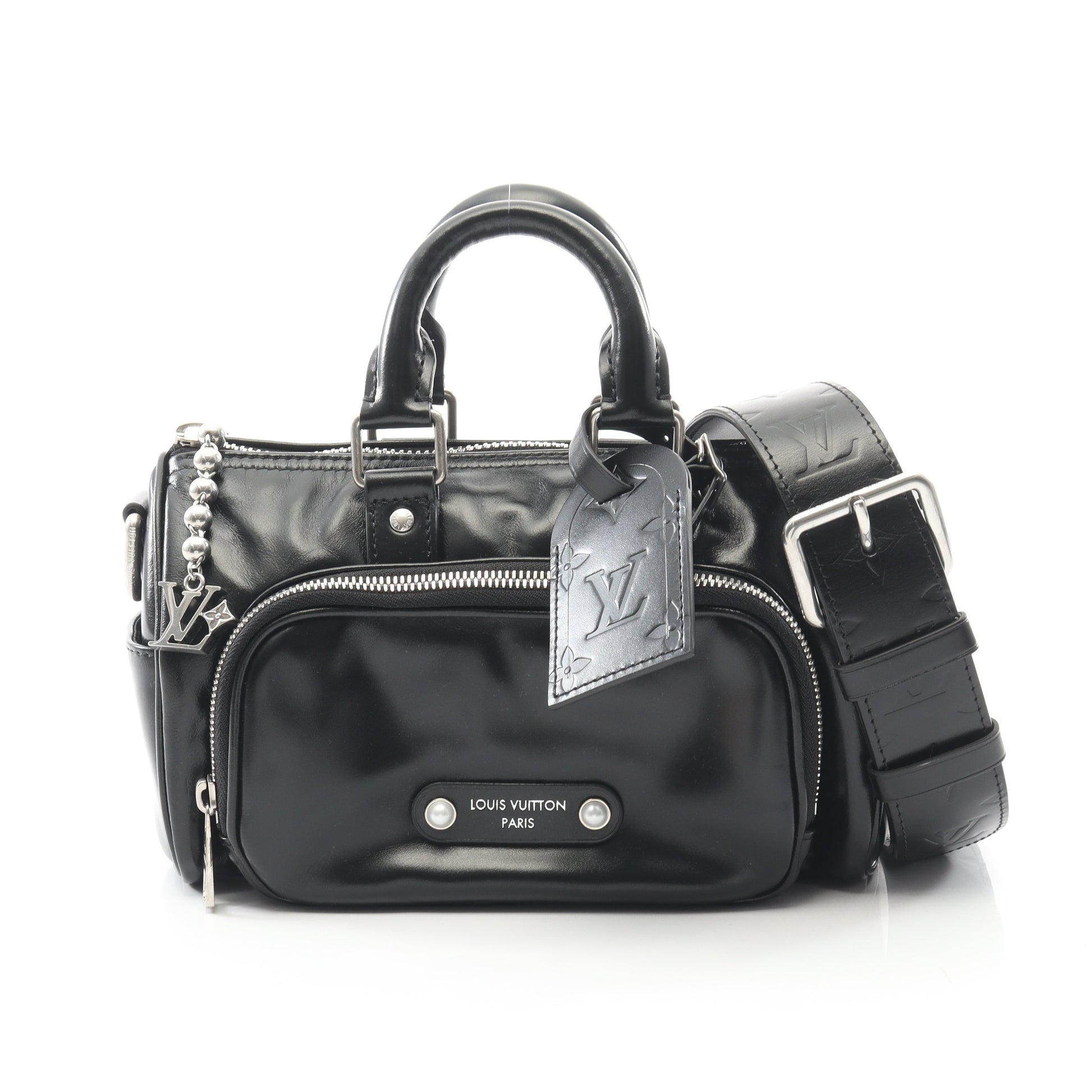キーポル カーゴ バンドリエール 25 ハンドバッグ レザー ブラック 2WAY ルイヴィトン バッグ LOUIS VUITTON