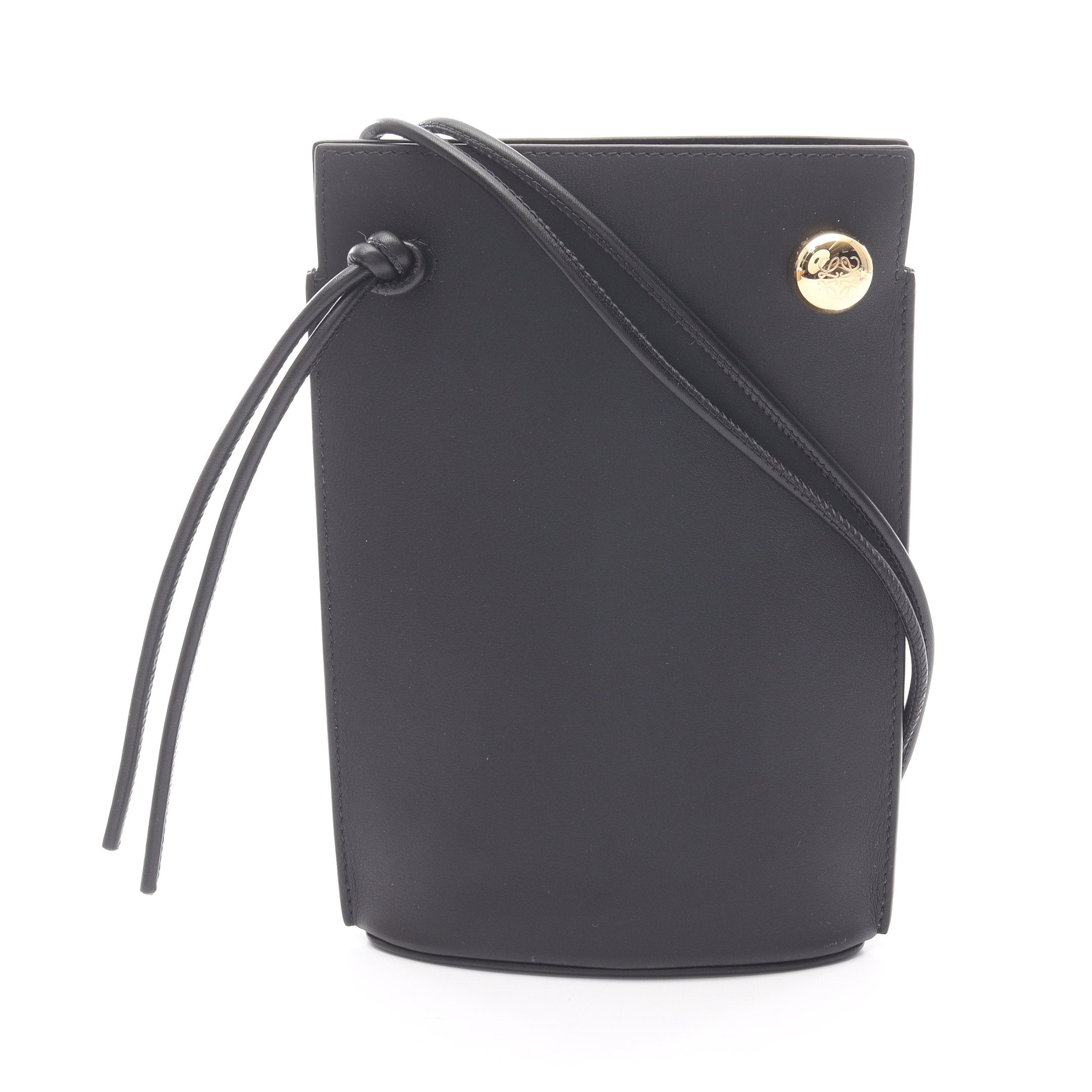 ぺブル ダイス ポケット ポーチ ショルダーバッグ レザー ブラック