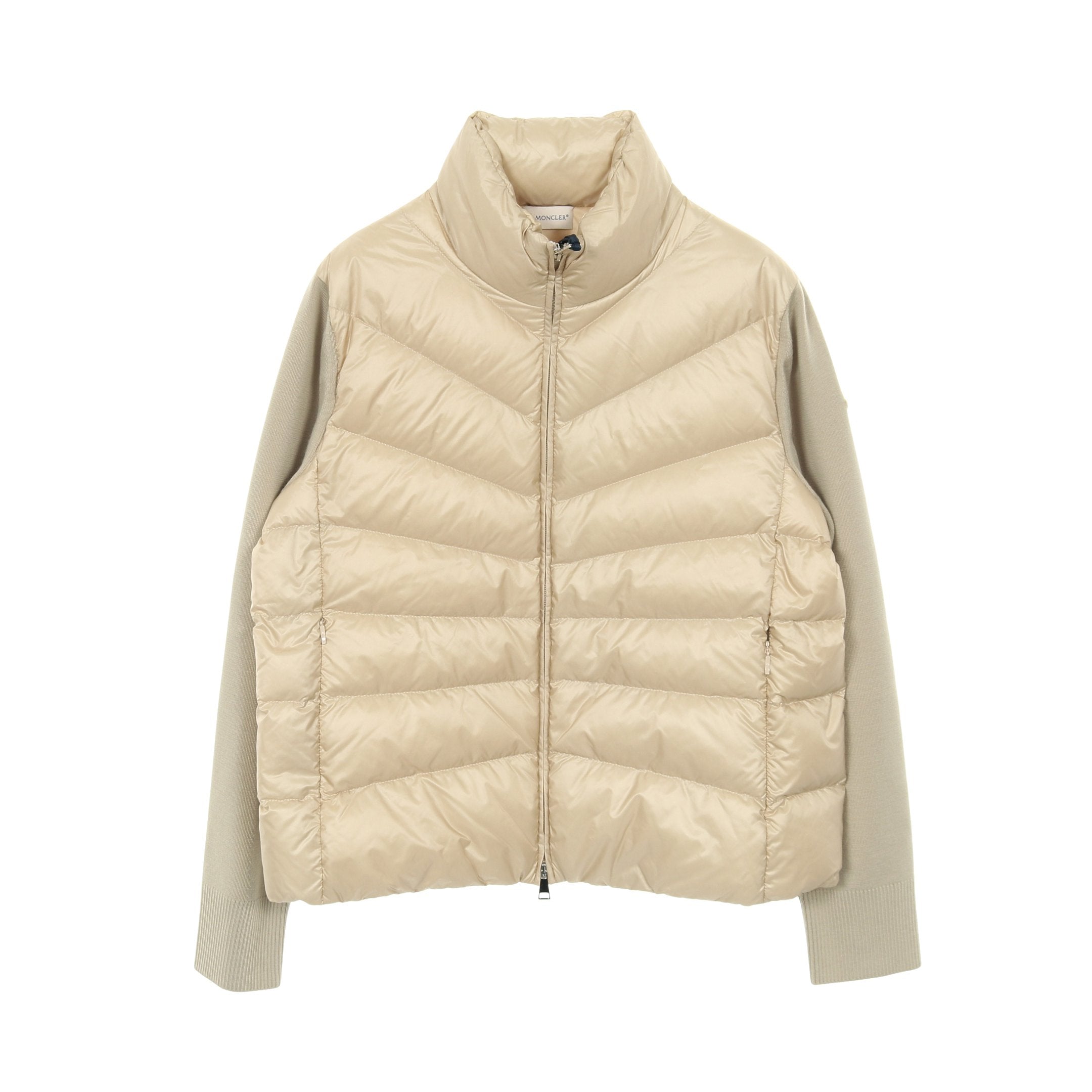 【近年モデル】MONCLER カーディガン ダウン 切替 ベージュ L MONCLER - モンクレール MONCLER カーディガン ダウンジャケット 衣料