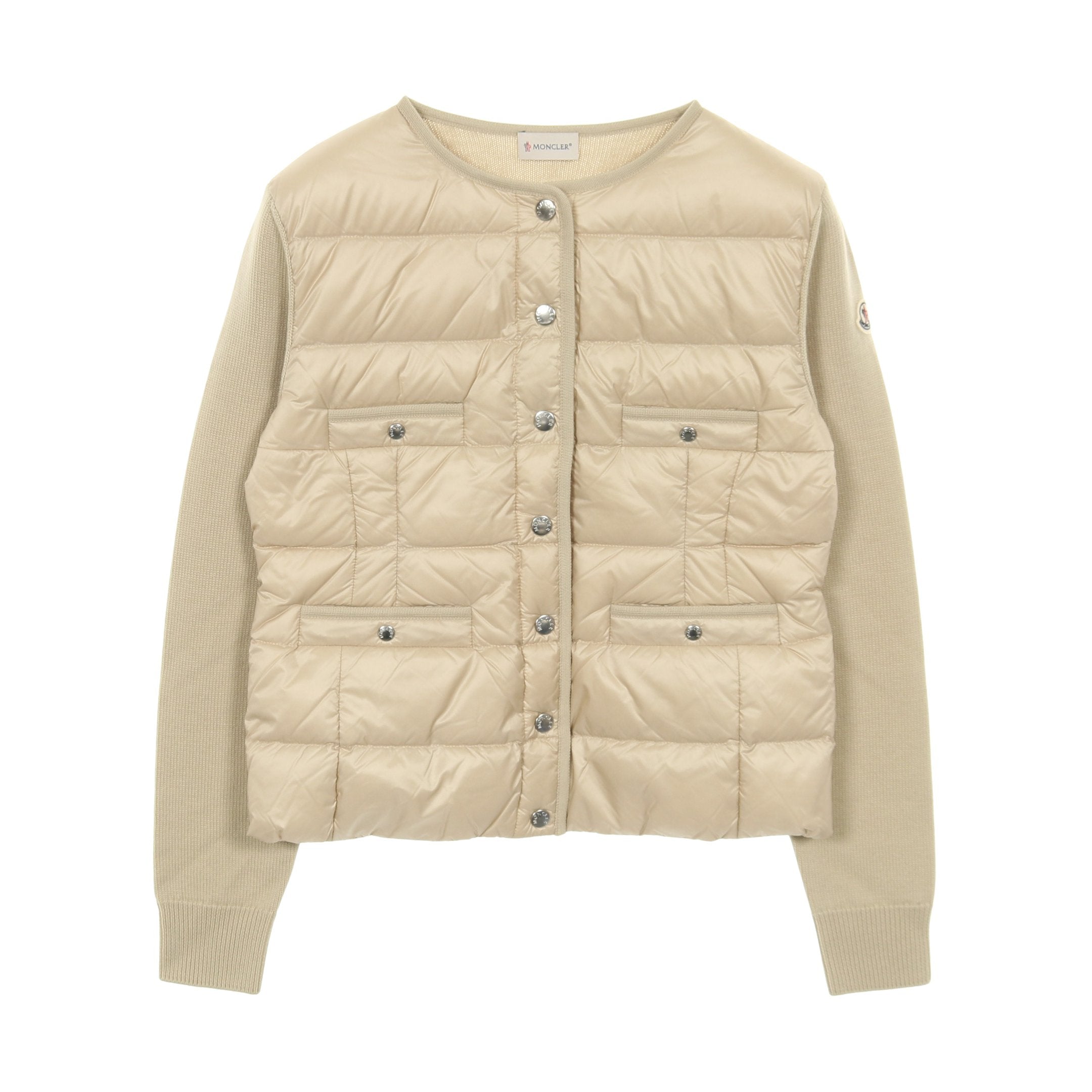 【極美品】MONCLER カーディガン ダウン 切替 ベージュ S 極美品】MONCLER カーディガン ダウン 切替 ベージュ S