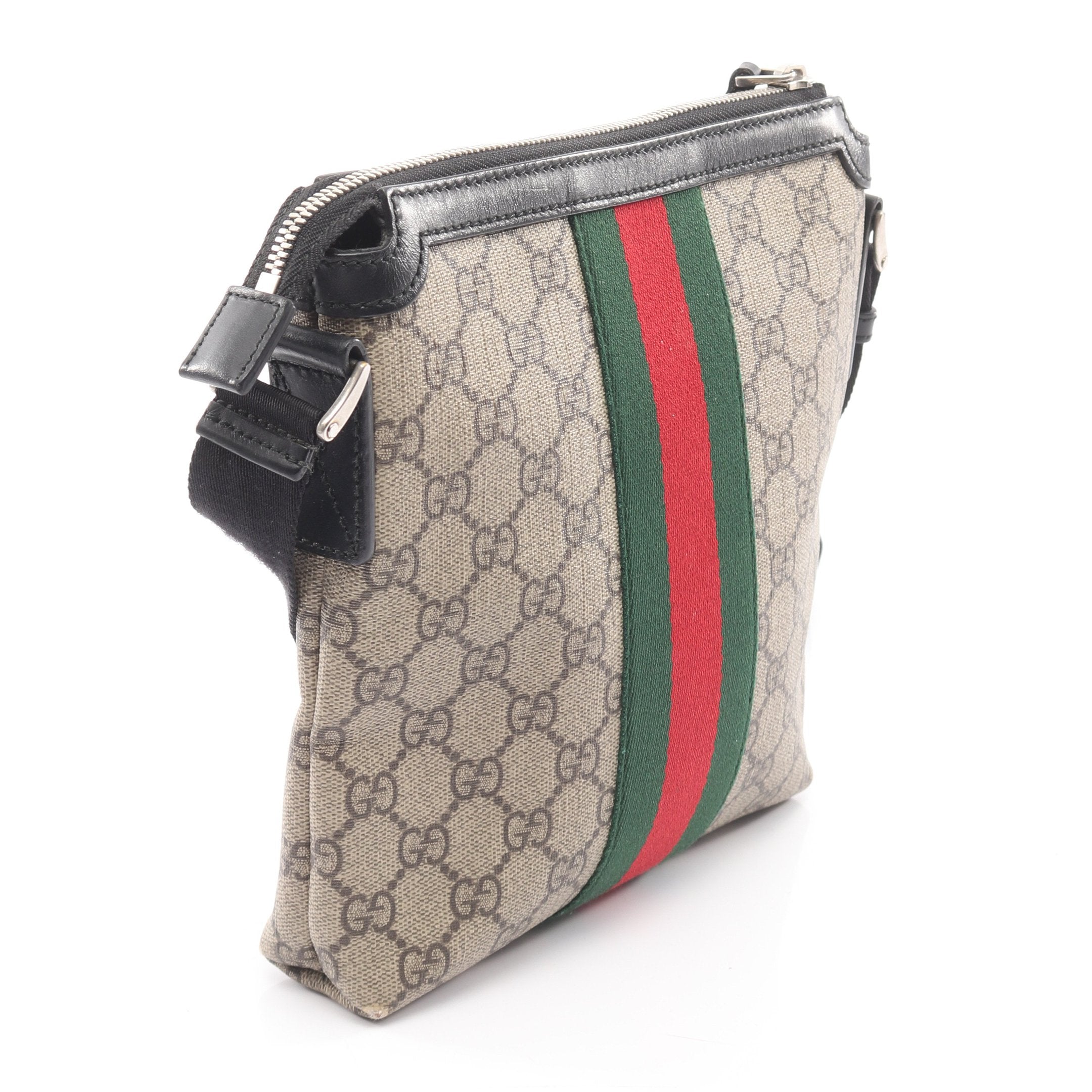 GGスプリーム ウェブストライプ フラットメッセンジャー ショルダー