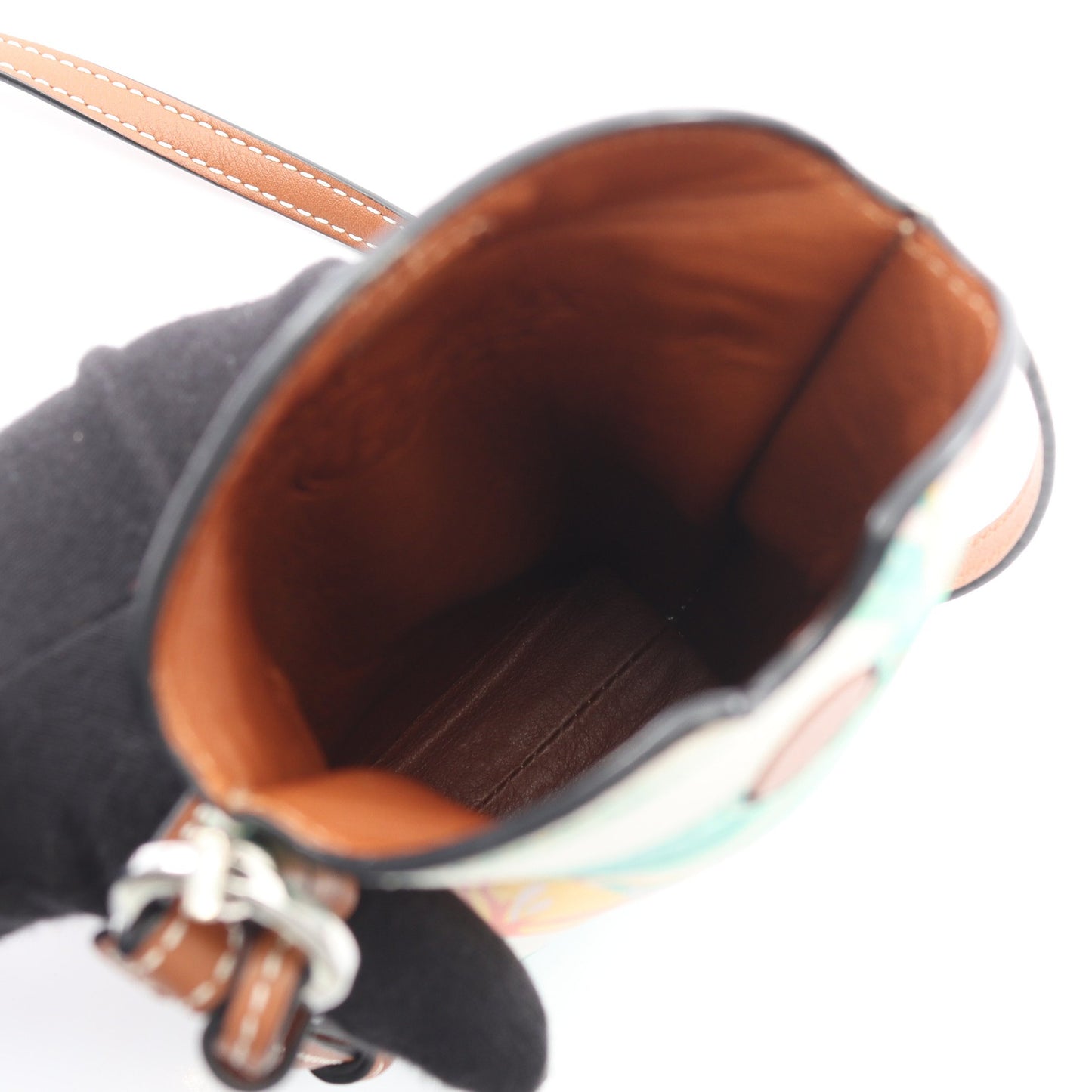 PAULA GATE POCKET WATERLILY ゲートポケット ショルダーバッグ レザー ホワイト ブラウン マルチカラー ロエベ バッグ LOEWE