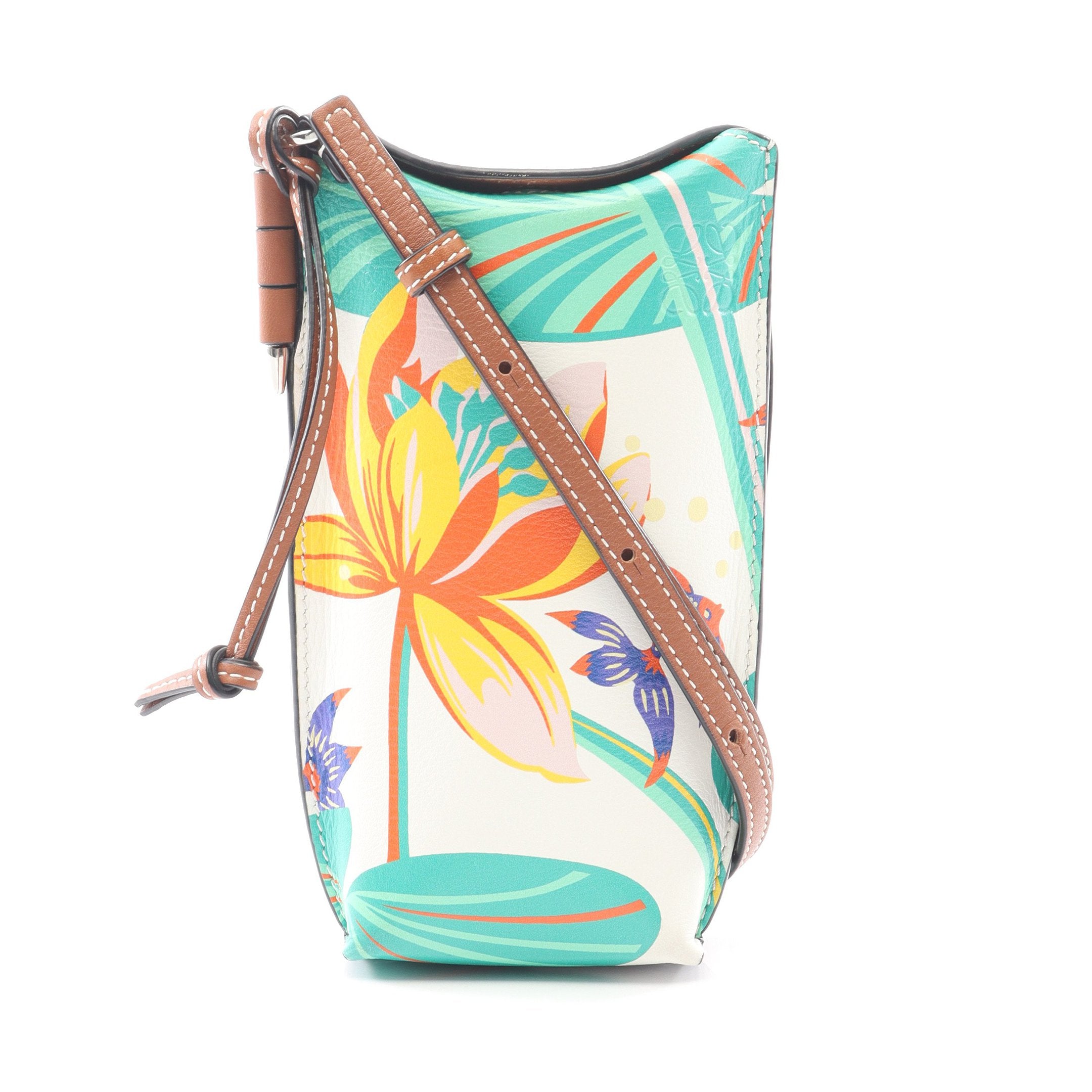 ロエベ LOEWE PAULA GATE POCKET WATERLILY ゲートポケット ショルダーバッグ バッグ レザー レディース ホワイト系 / ブラウン系 / マルチカラー 【中古】 PAULA GATE POCKET WATERLILY ゲートポケット ショルダーバッグ レザー