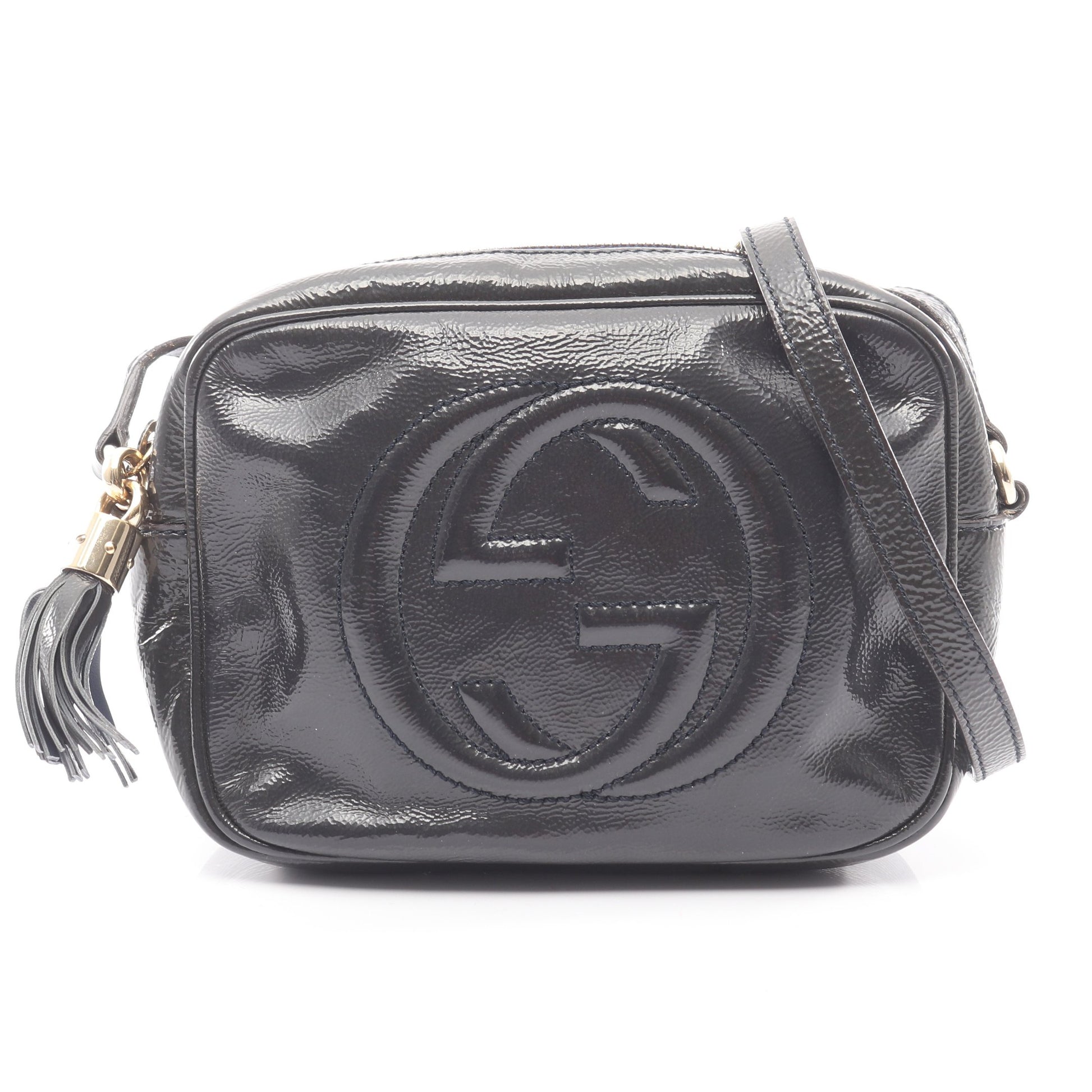 ソーホー ディスコバッグ インターロッキングG ショルダーバッグ エナメルレザー ダークネイビー グッチ バッグ GUCCI